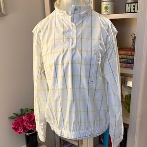 White, Yellow, Green, Blue Plaid Windbreaker - LIZGOLF